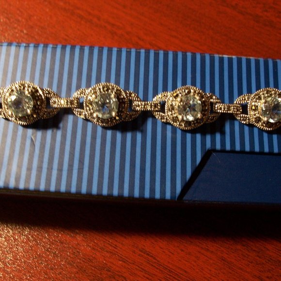 Blue Topaz Marcasite Bracelet - Picture 1 of 5